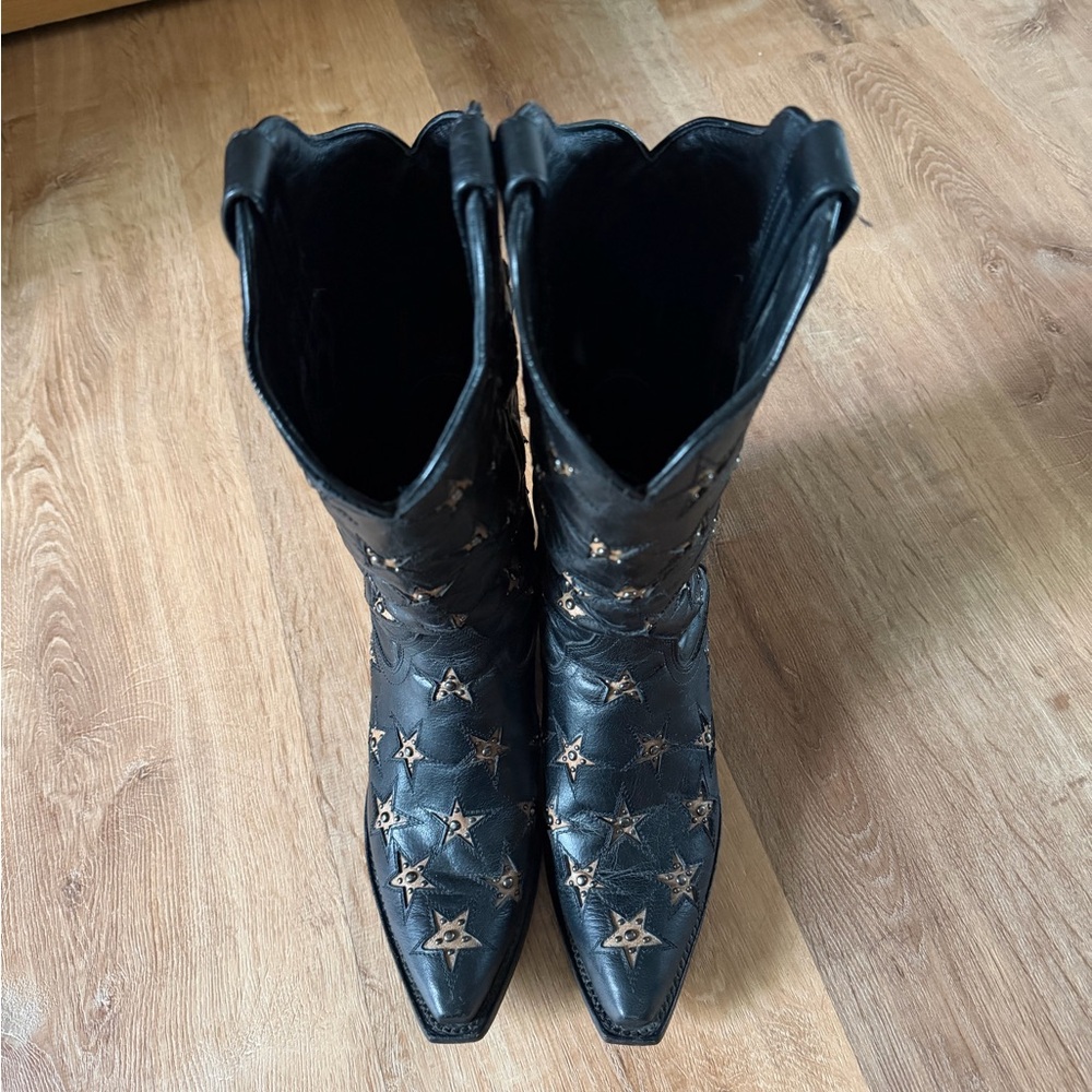 Black Star Marfa Star Inlay Studded Leather Boots - Picture 6 of 8